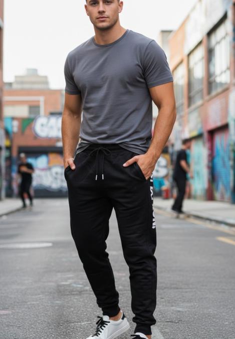 Pantaloni de sport barbat ,culoare gri inchis,Engros